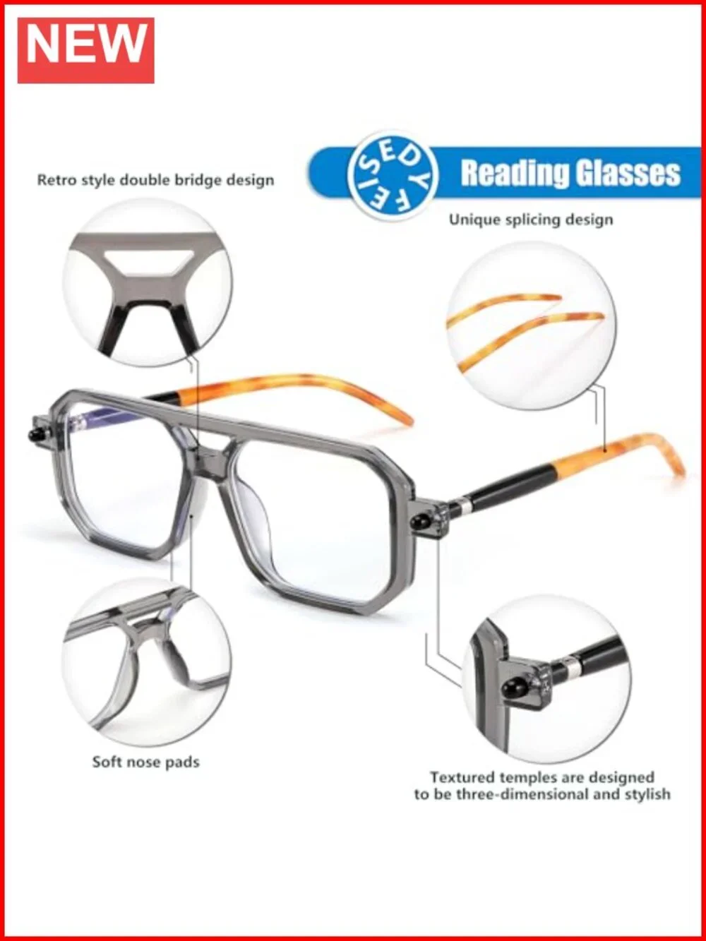 Blue Light Blocking Vintage Square Aviator Reading Glasses